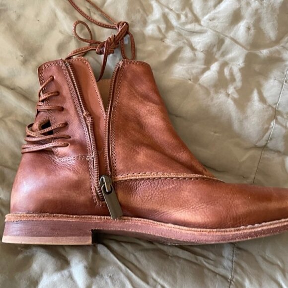 Chocolat Blu Leather Brown Boho Ankle Booties Broken Zipper - Picture 5 of 12